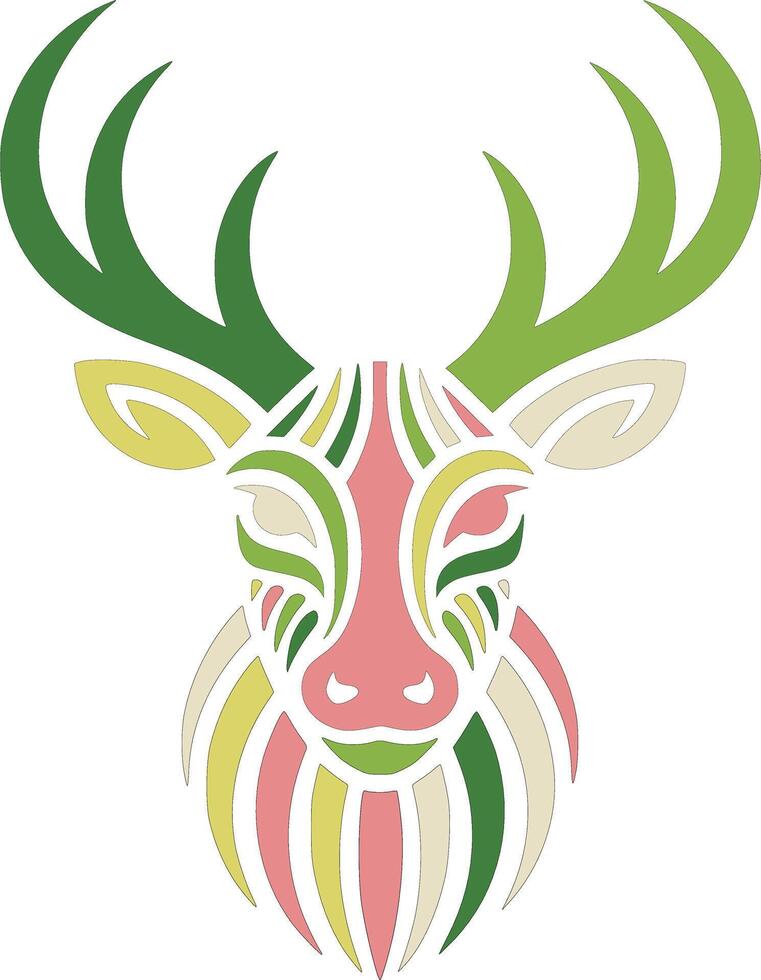 Mystical Stylized Tribal Elk Face Design vector