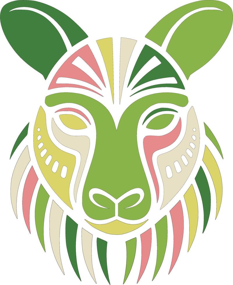 Ancient Tribal Tree Kangaroo Face Design vector