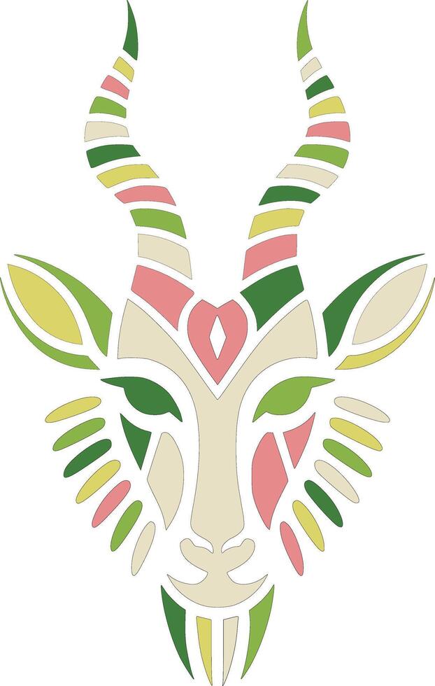 Stylized Tribal Antelope Face Design vector