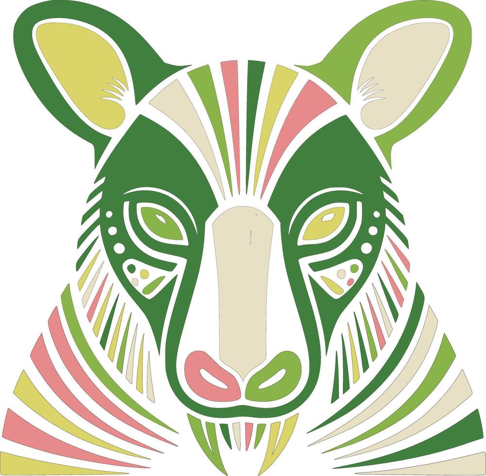 Mystical Tribal Tree Kangaroo Face Design vector