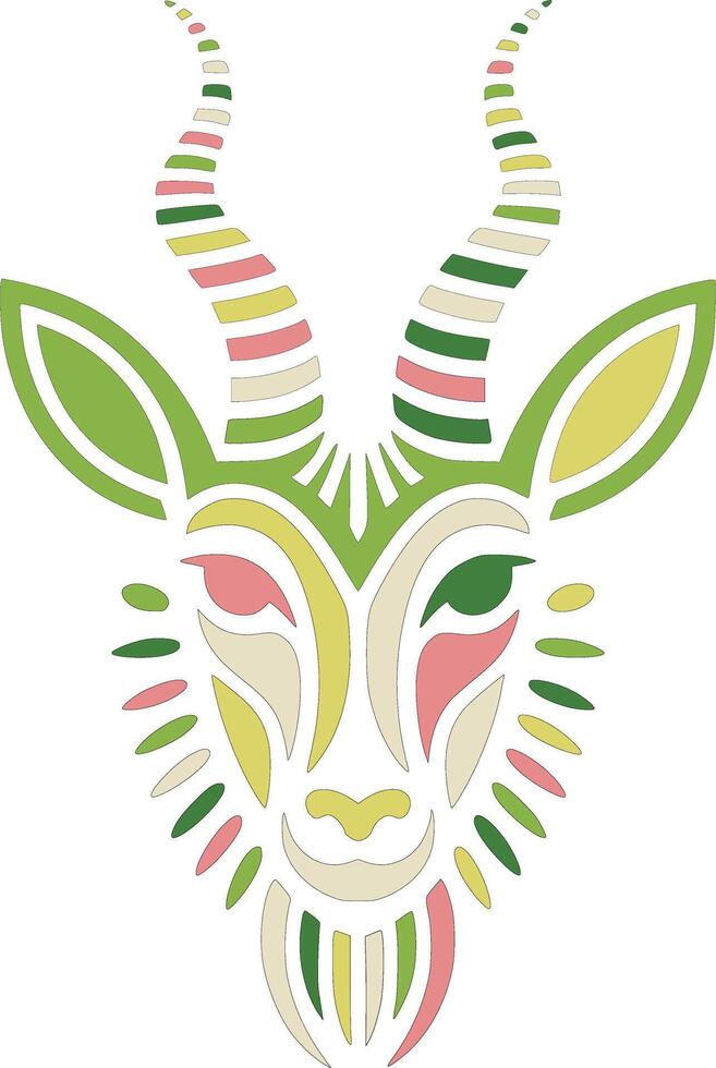 Mystical Stylized Tribal Antelope Face Design vector