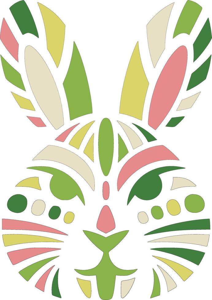 Iconic Tribal Brush Rabbit Face Design vector