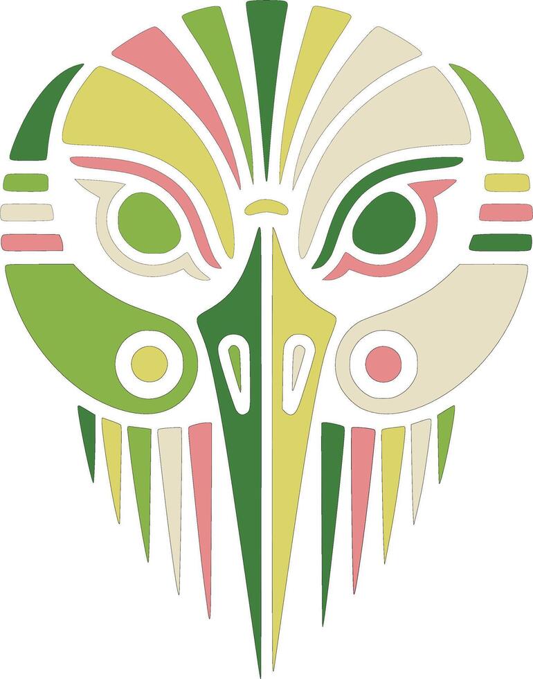 Iconic Stylized Tribal Crane Face Design vector