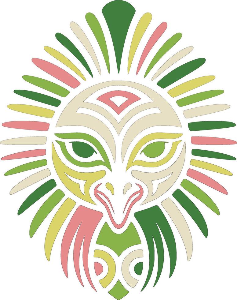 Ancient Stylized Tribal Peacock Face Design vector