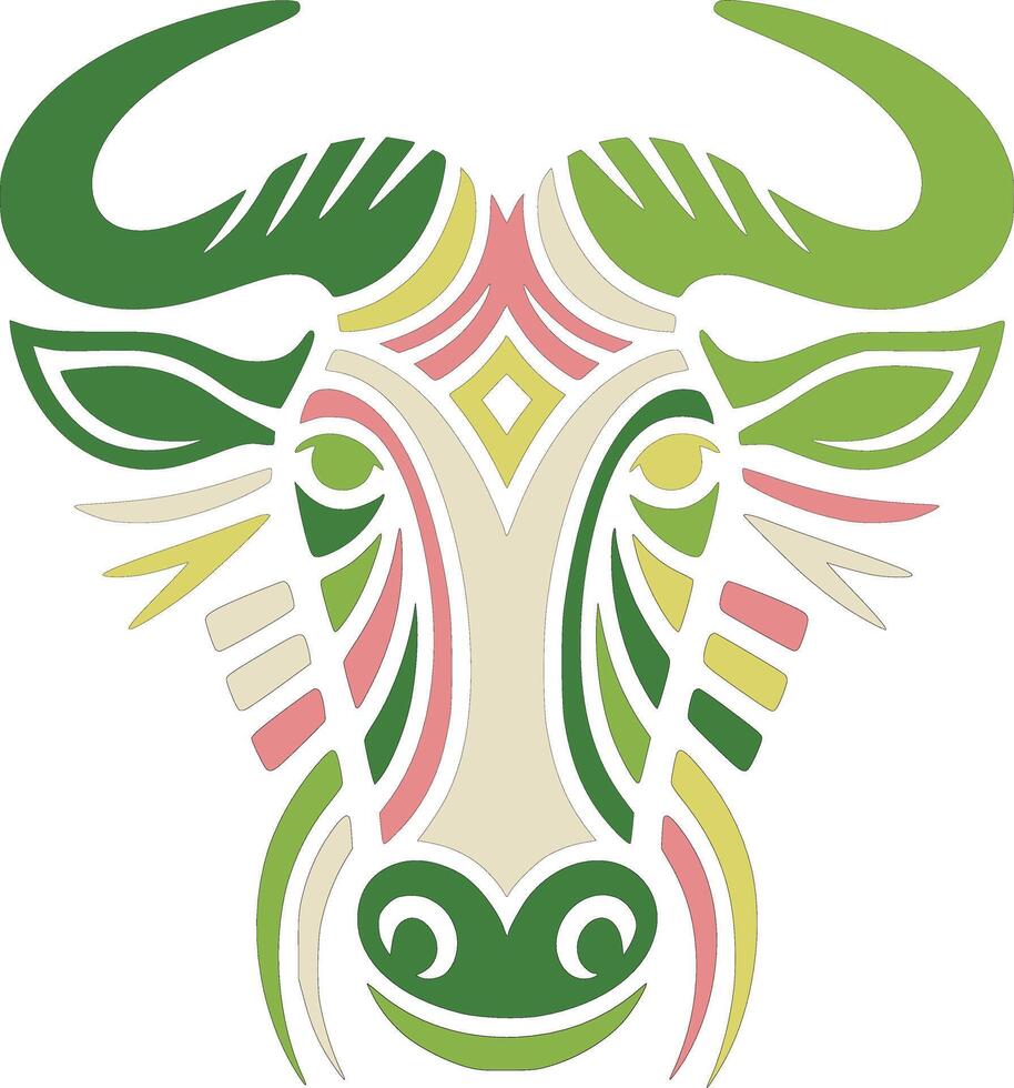 Stylized Tribal Wildebeest Face Design vector