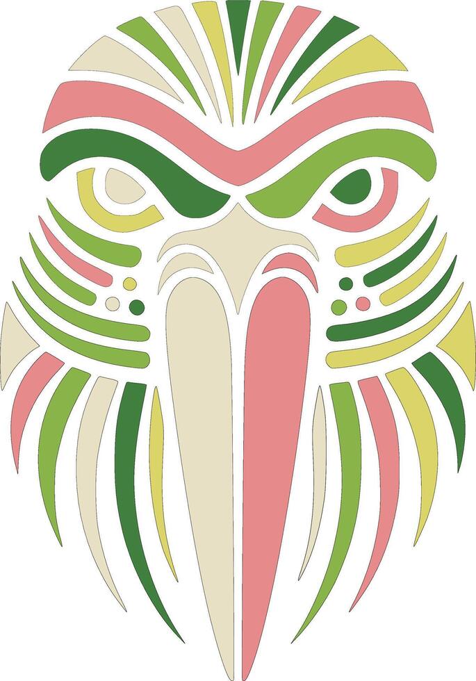 Ancient Stylized Tribal Hornbill Face Design vector