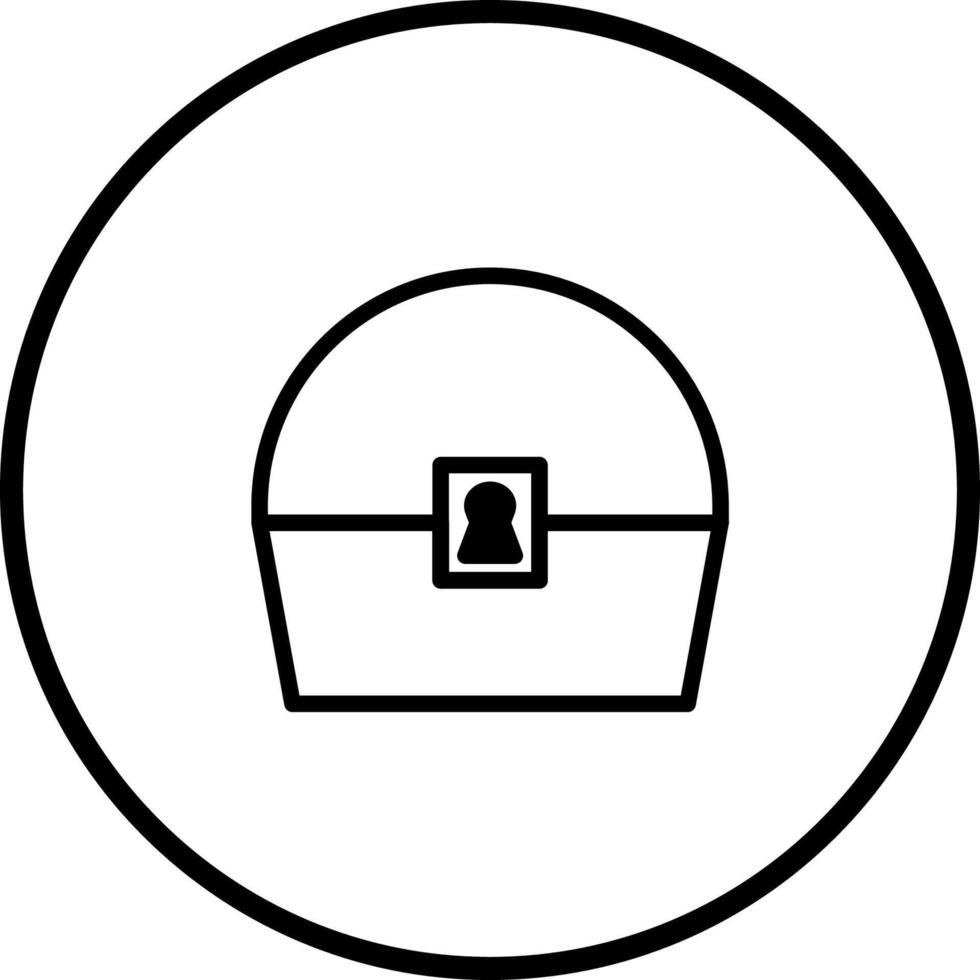 Stylized treasure chest illustration showcasing a closed box with keyhole in a circular frame vector