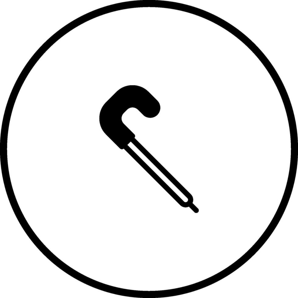 Simple walking stick icon illustration drawing with a rounded border for universal accessibility equipment design vector