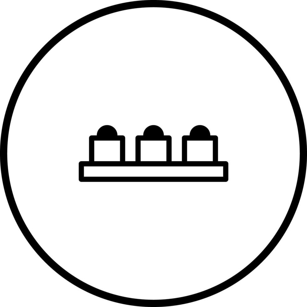 Simple schematic illustration of three-domed buildings within a circle conveying architectural representation and geometric balance vector