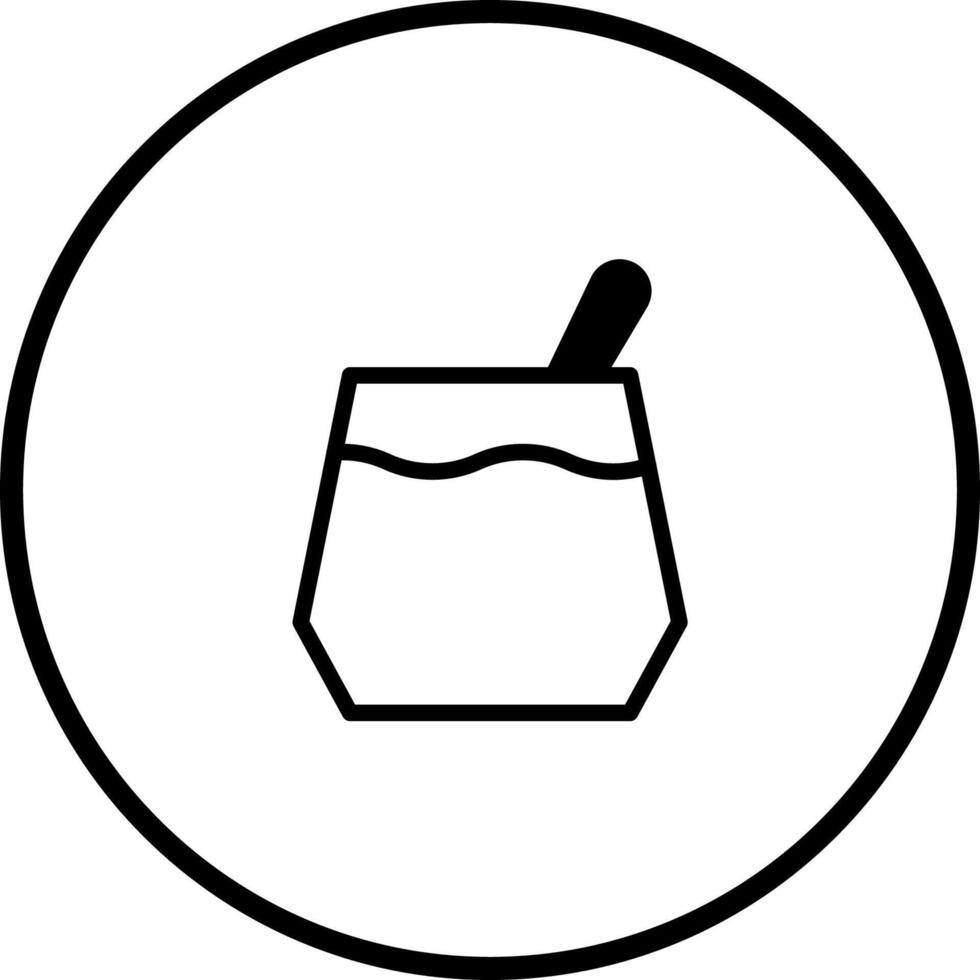 Simple minimalistic icon of a jar with honey and stick isolated on white background icon style vector