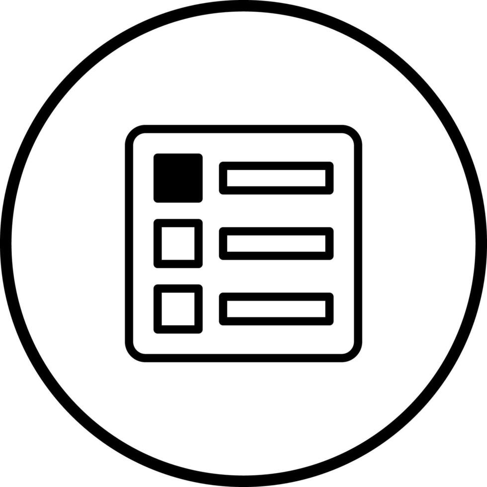 Simple list icon within a circle representing options menu or settings in digital interface design vector