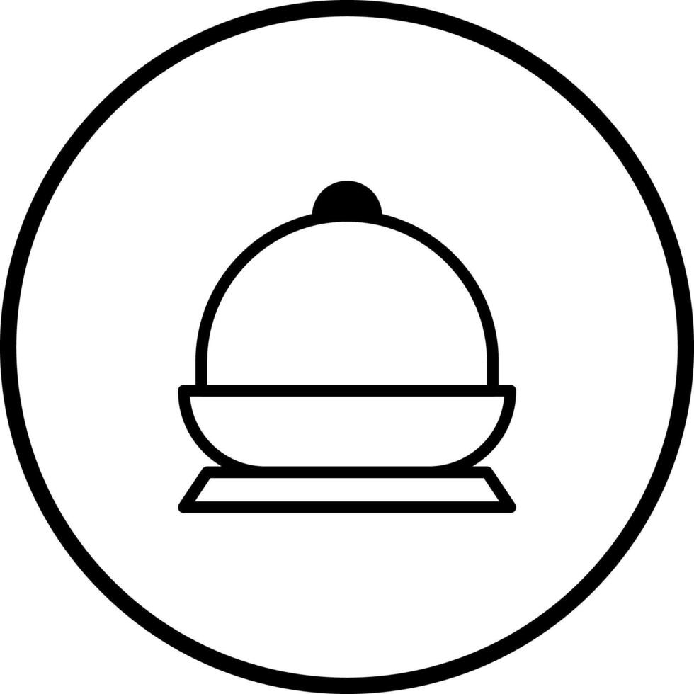 Simple line drawing of a serving dome cover inside a circle great for menus brochures invitations vector