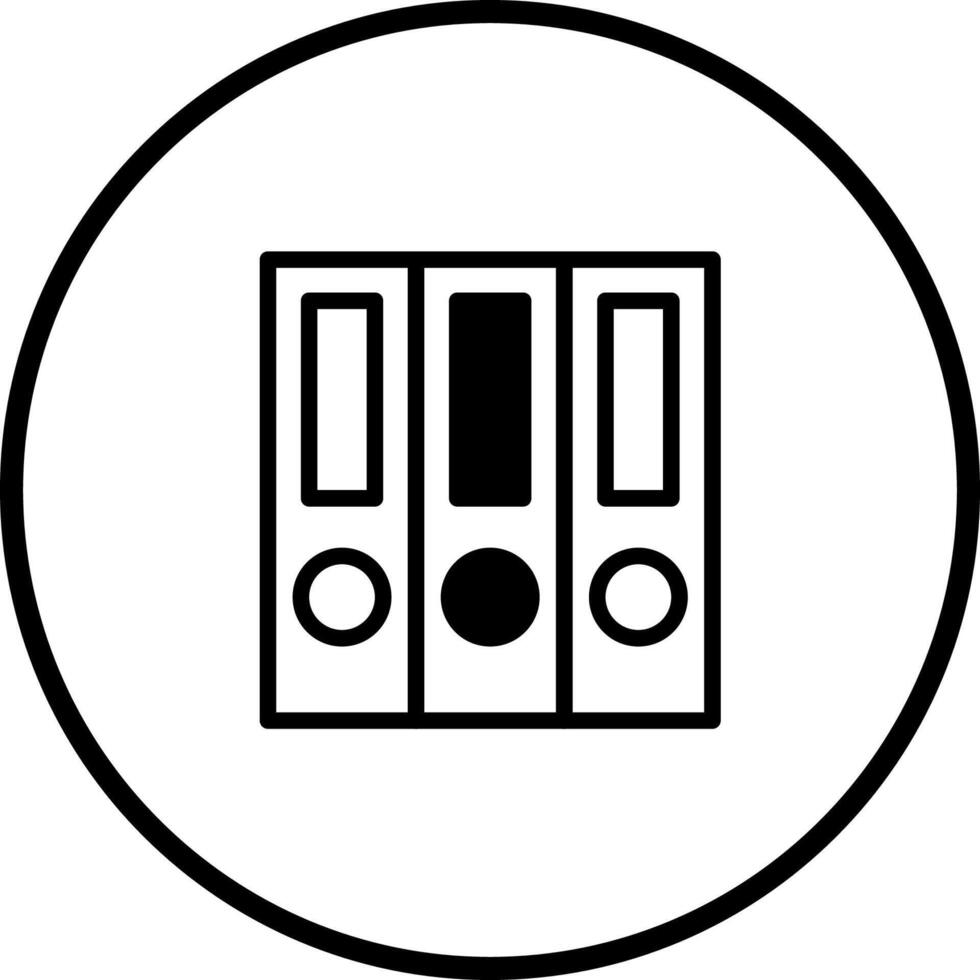 Simple illustration icon of three ring binders inside a circle suitable for presentations or websites vector
