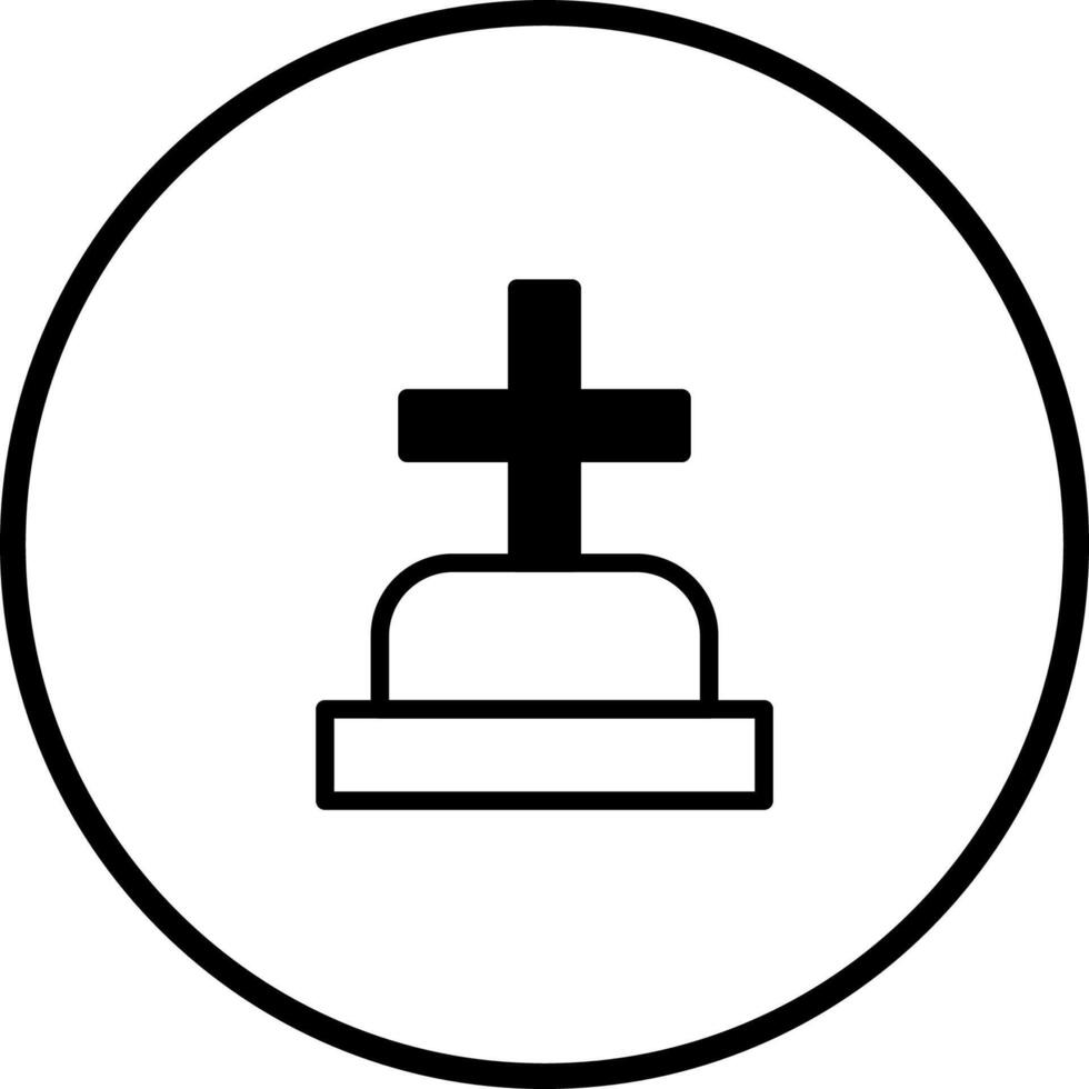 Simple gravestone icon design in a circle representing death religion and spirituality remembering loved ones vector