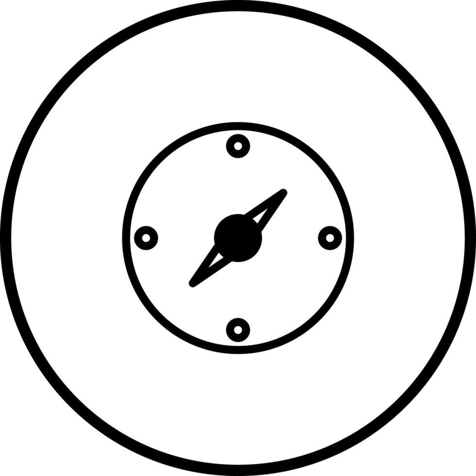 Simple compass icon with circular frame represents guidance direction and navigational tools illustrating orientation positioning and travel planning for outdoor activities vector