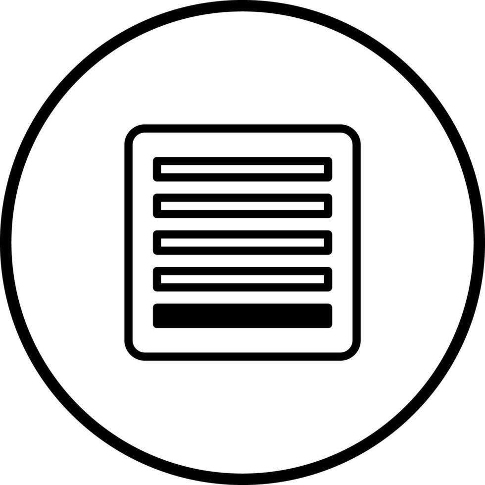 Simple black and white list icon showcasing organized content within a circular frame for design projects vector