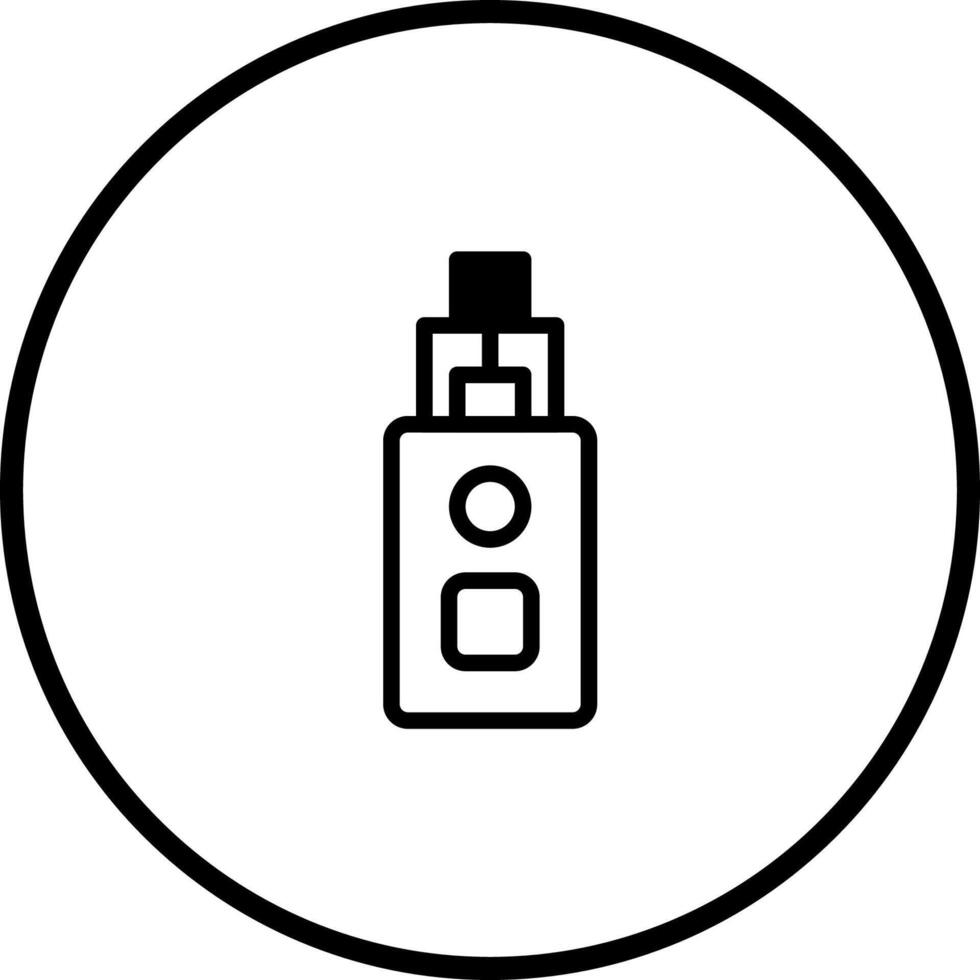 Minimalist vaping illustration showcasing a modern electronic cigarette device within a circular outline, perfect for design projects vector