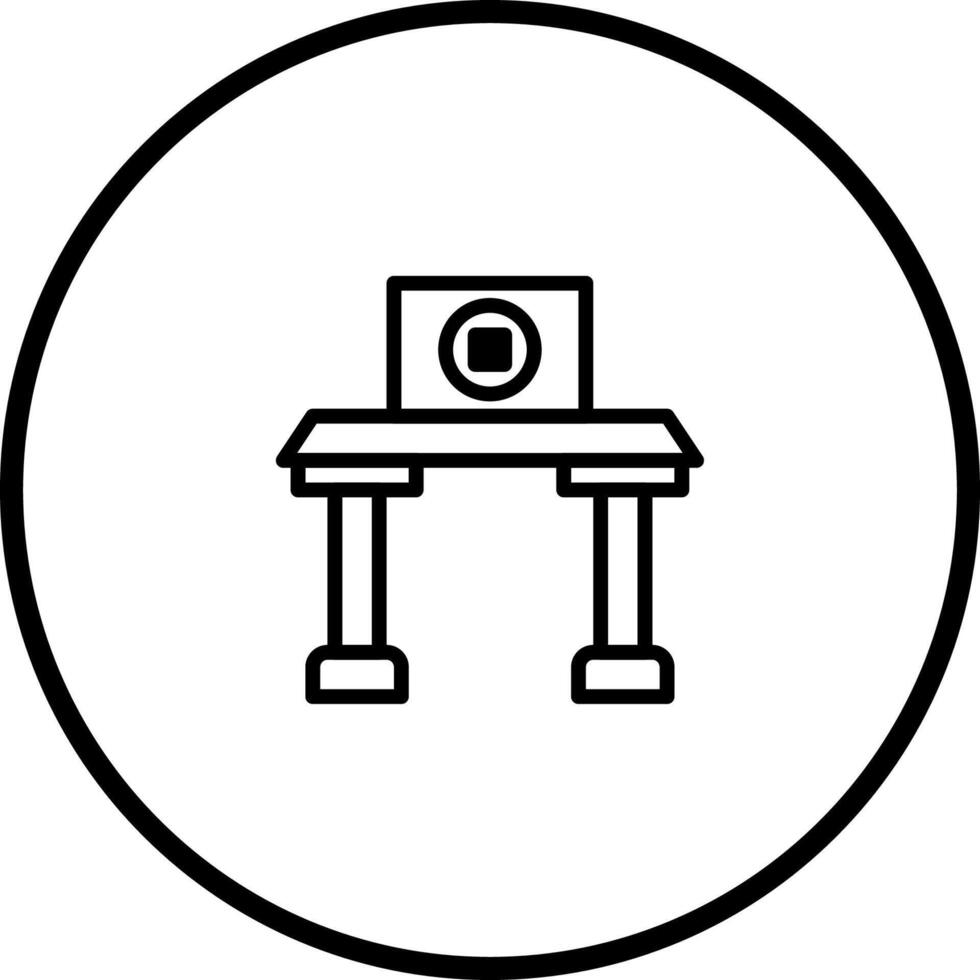 Minimalist office desk icon featuring a monitor symbol for office work and technology solutions illustration vector