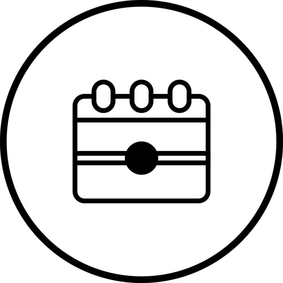 Calendar icon illustration showing dates and schedule events for appointments with black outline circular shape vector