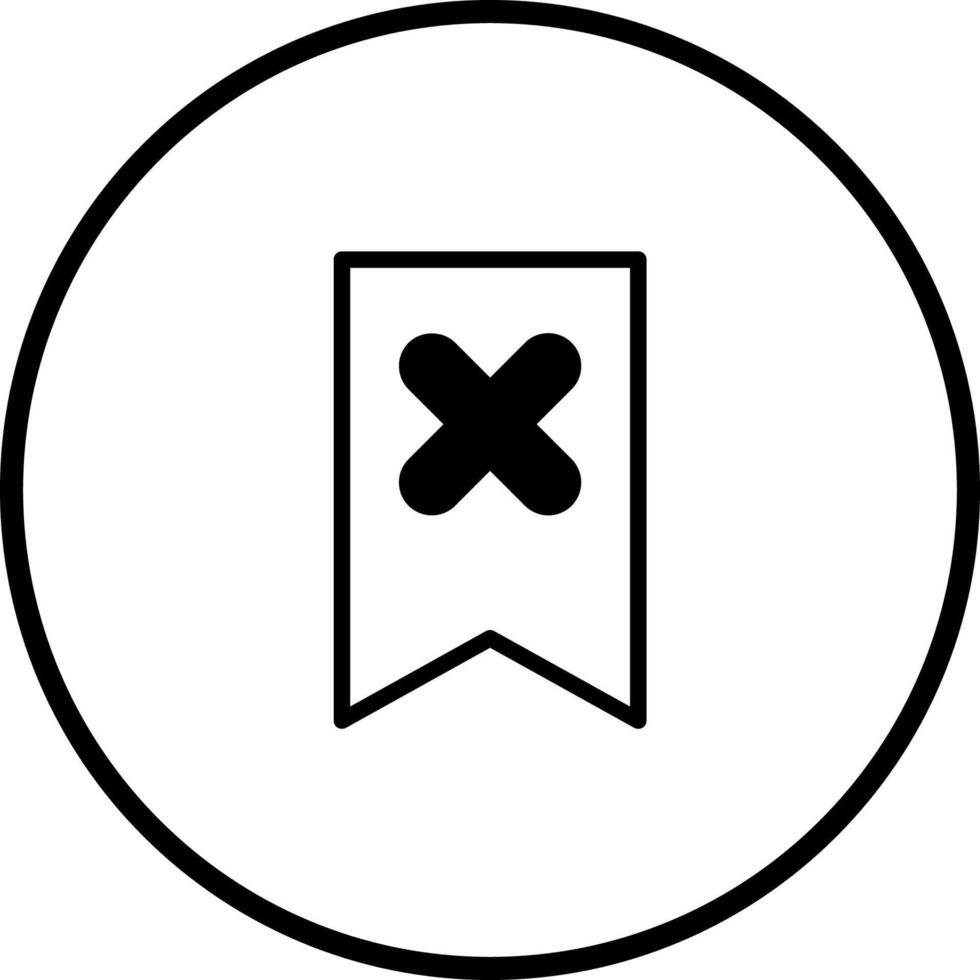 Bookmark icon with cross inside a circle represents removal or deletion from saved list simple design vector