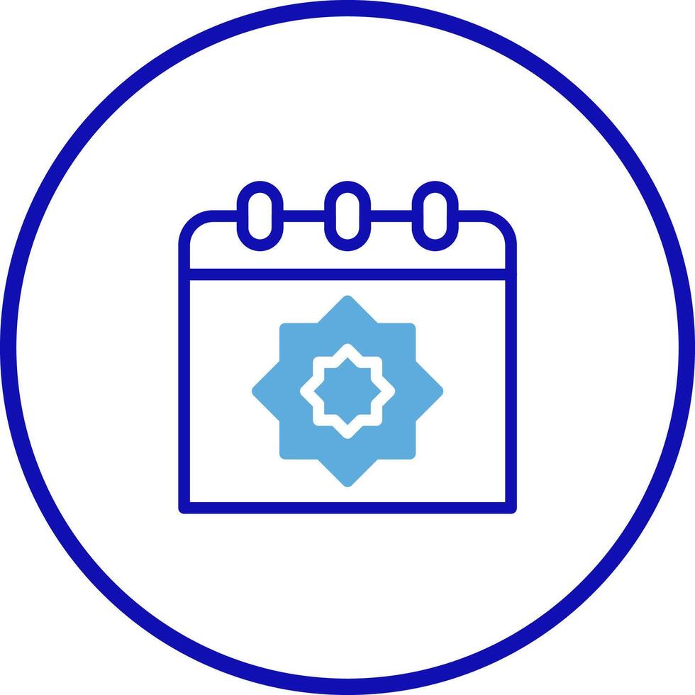 Minimalist design of an islamic calendar icon within a circular border illustrating religious dates vector