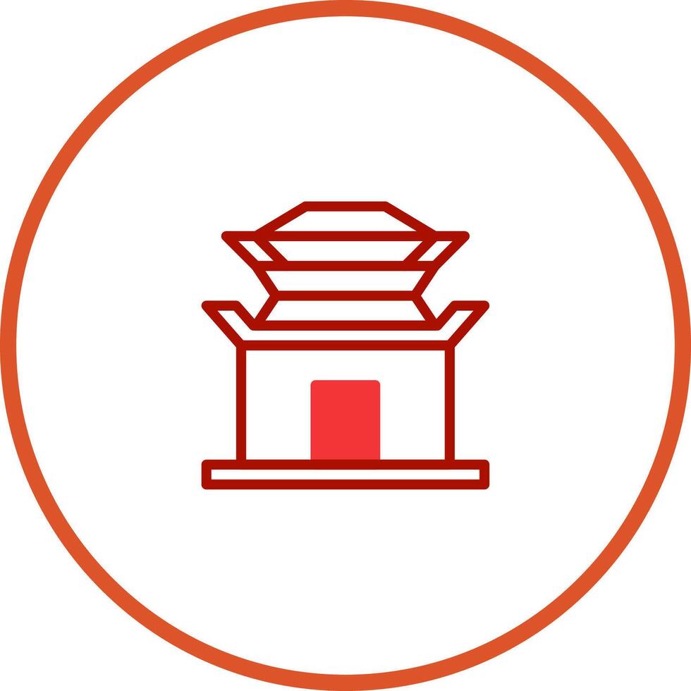 Minimalist depiction of a traditional asian building structure with intricate design elements and symbolic color scheme vector