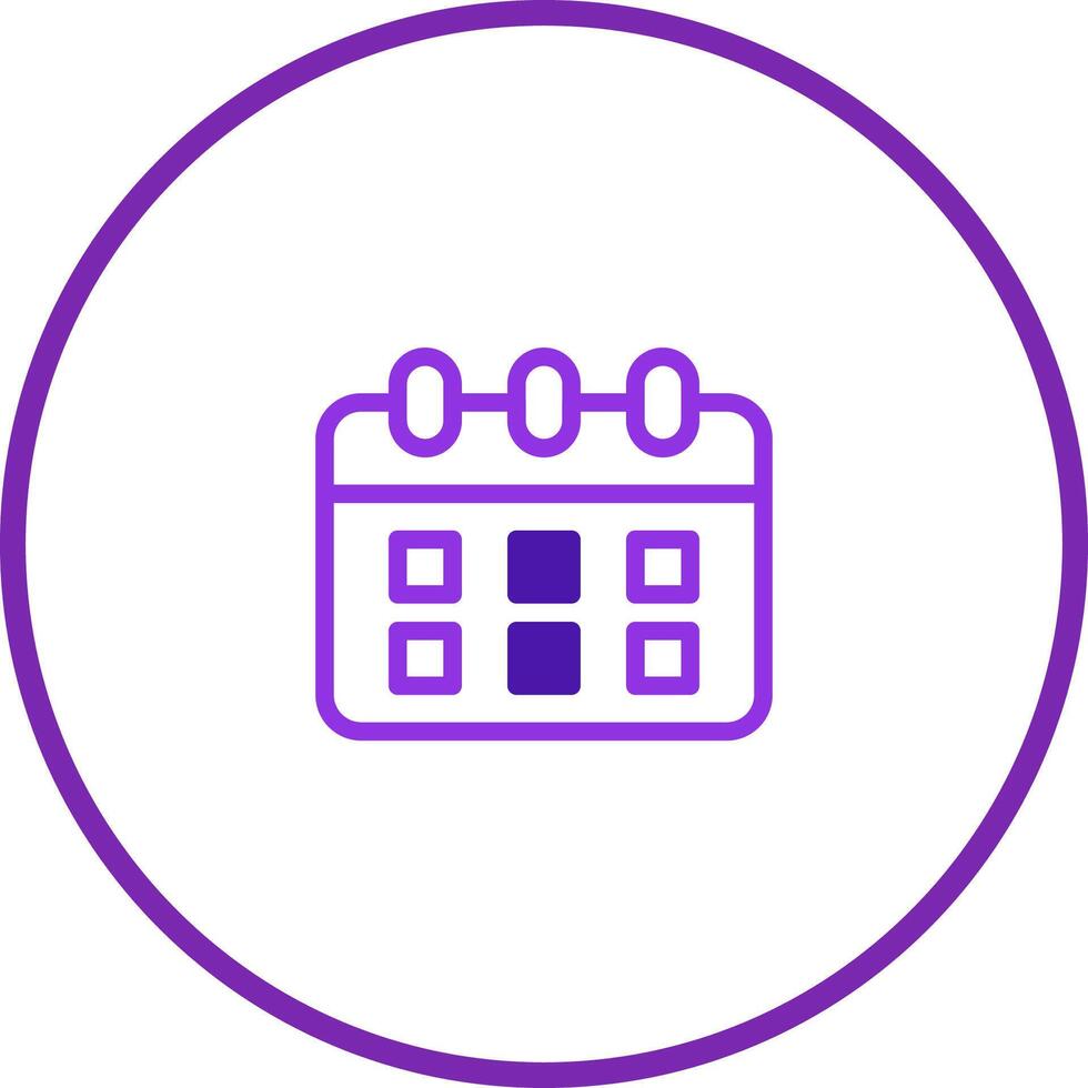 Isolated purple calendar icon represents scheduling events dates planning organizing and managing time effectively for appointments vector