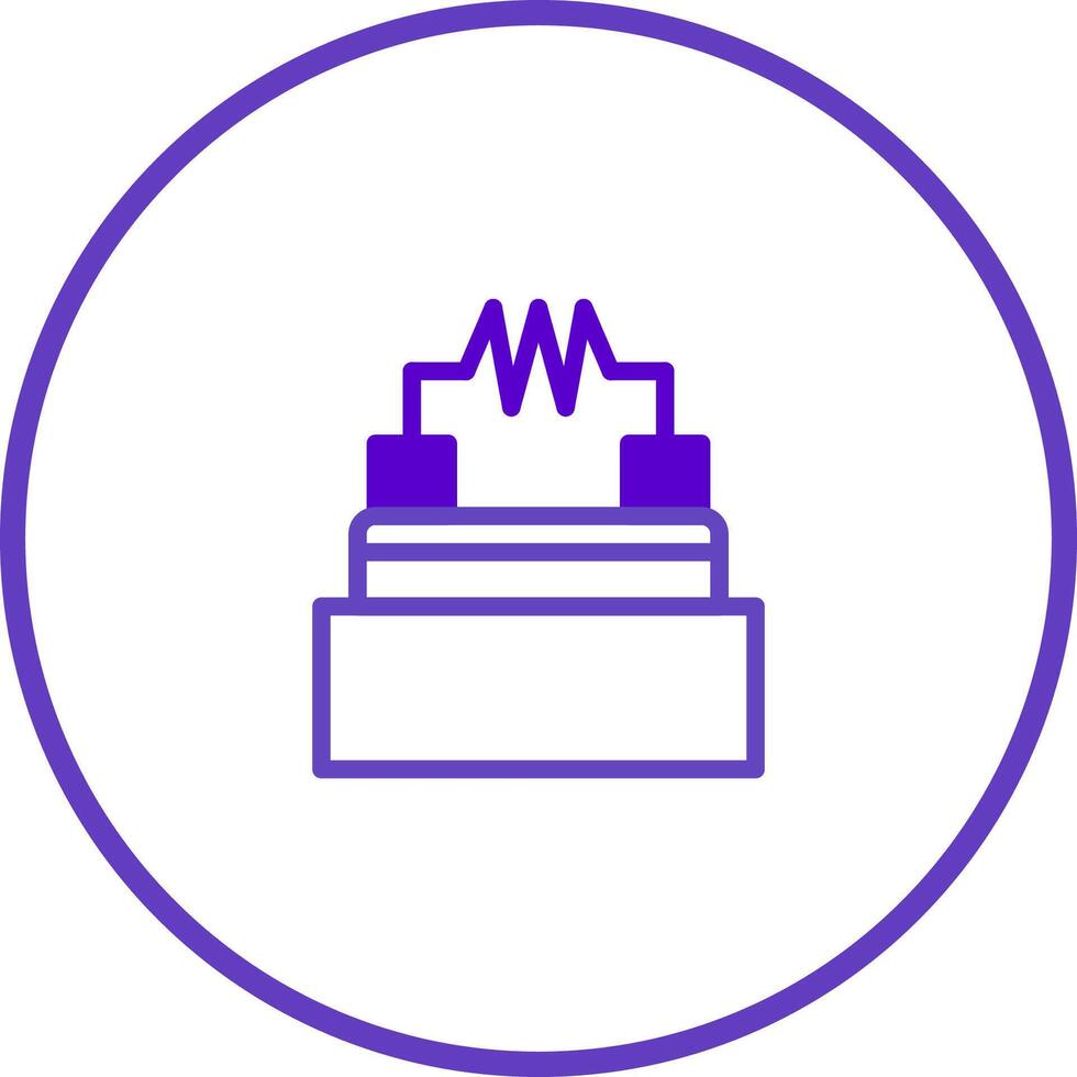 Isolated electrical component icon illustration depicting resistor symbol within circle for design integration on white backdrop vector