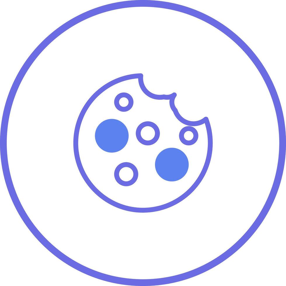 Illustration of a partially eaten cookie showing a bite mark and dotted design in a circle vector