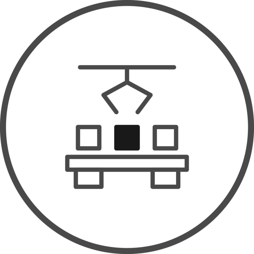 Icon showing industry automation with robotic arm for manufacturing processes and conveyor belt operation illustration concept vector