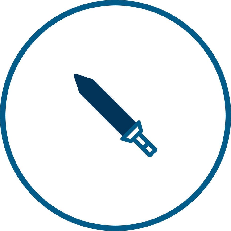 Icon of a sword in a simple blue line art circle for various illustrations and design projects vector