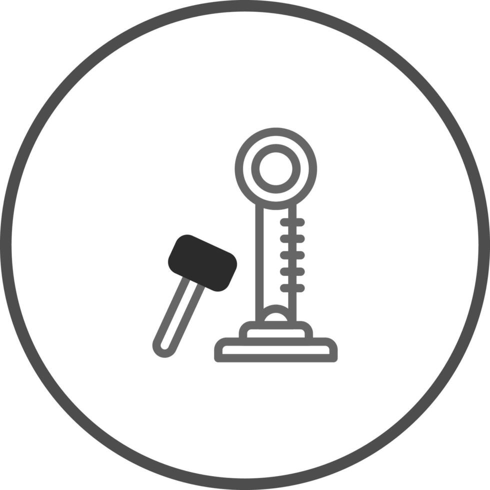 High striker strength test game with mallet shows amusement symbol icon design and circle frame vector