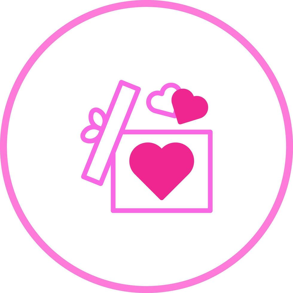 Heart themed gift box with two floating hearts and open lid for expressing love icon vector