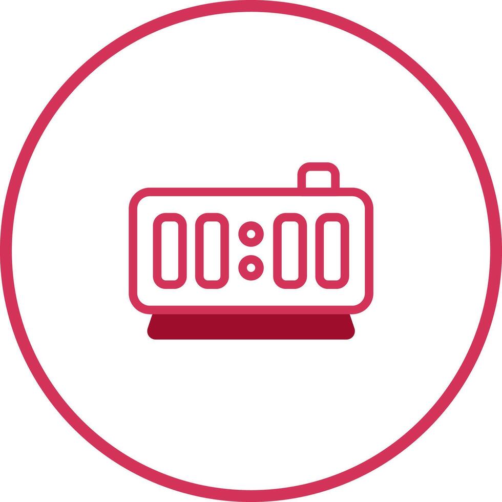 Digital alarm clock displaying midnight surrounded by a circle in minimal style design illustration vector