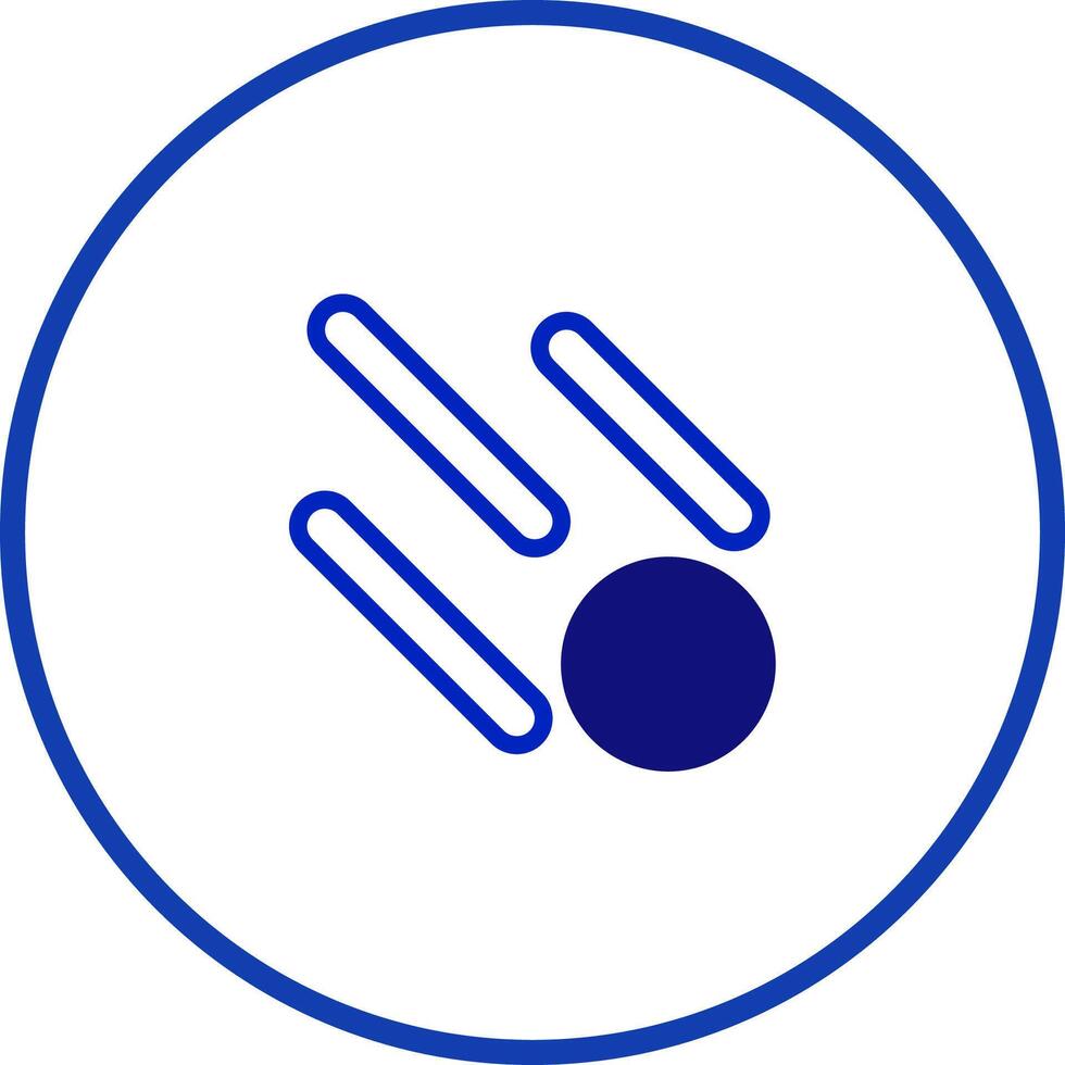Abstract representation of a falling object inside a circle shape with blue color and white background vector