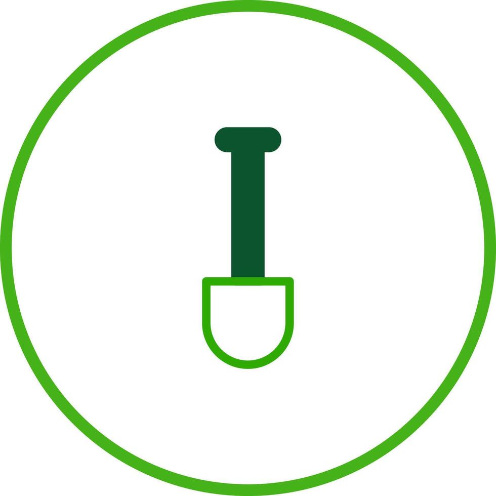A simple shovel icon symbolizing agriculture and construction within a green circular frame design element vector