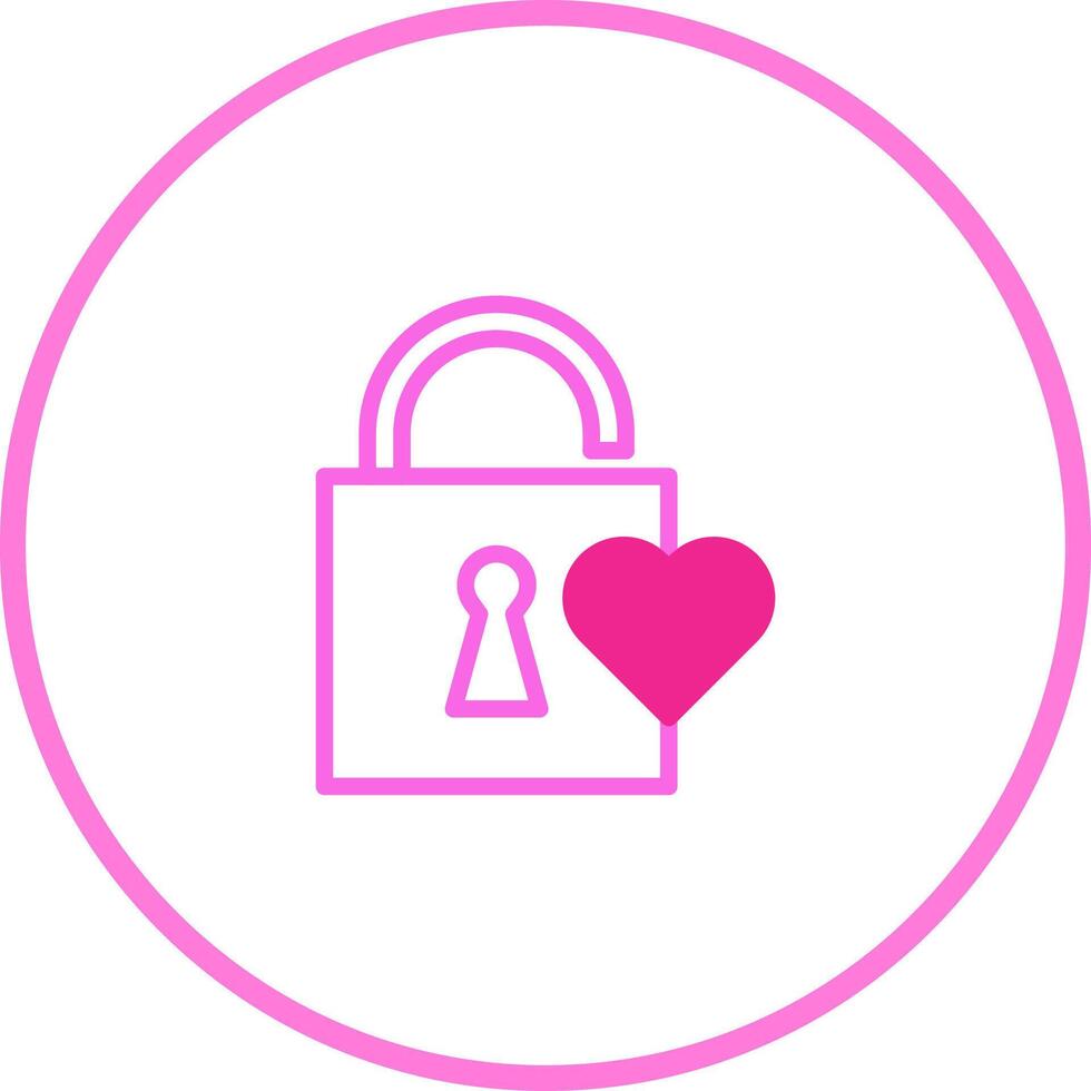 A pink illustration of a love lock icon on white background symbolizing affection and security vector