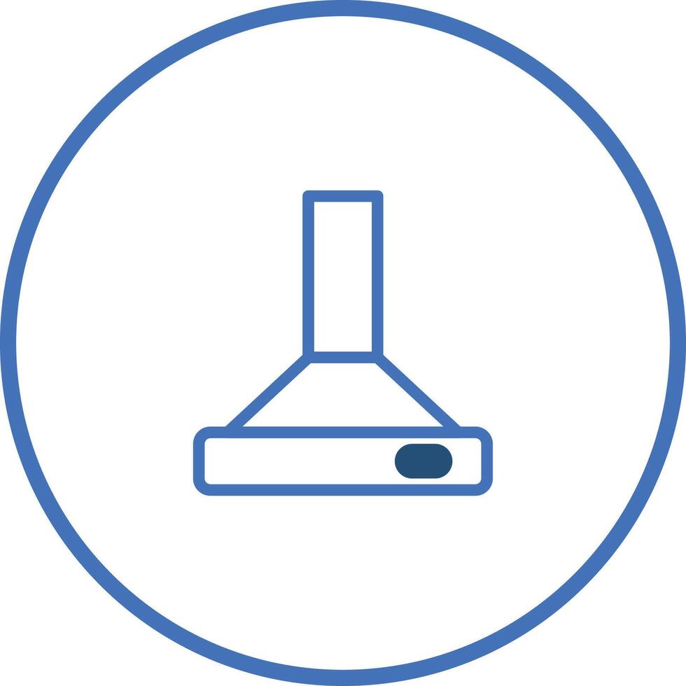 A minimal outline of a kitchen exhaust fan design for ventilation and smoke removal in blue on white vector