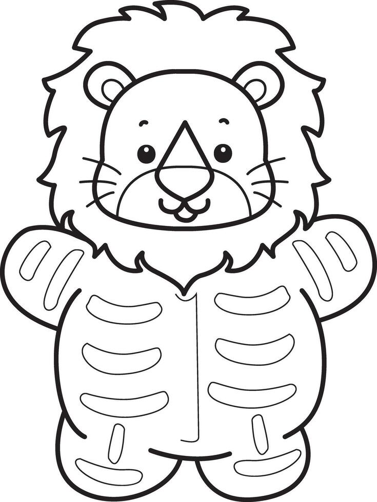 Outline of lion with skull costume. Coloring pages of cute lion. vector