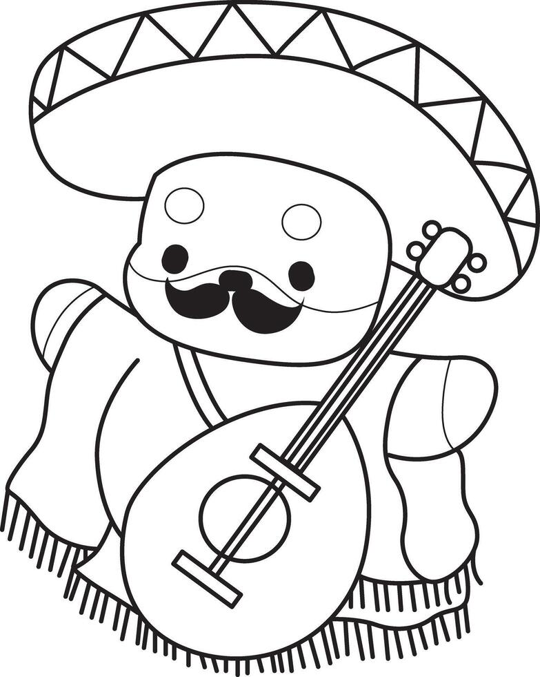 Outline of shiba inu like an old american costume. Coloring pages of cute shiba inu. vector