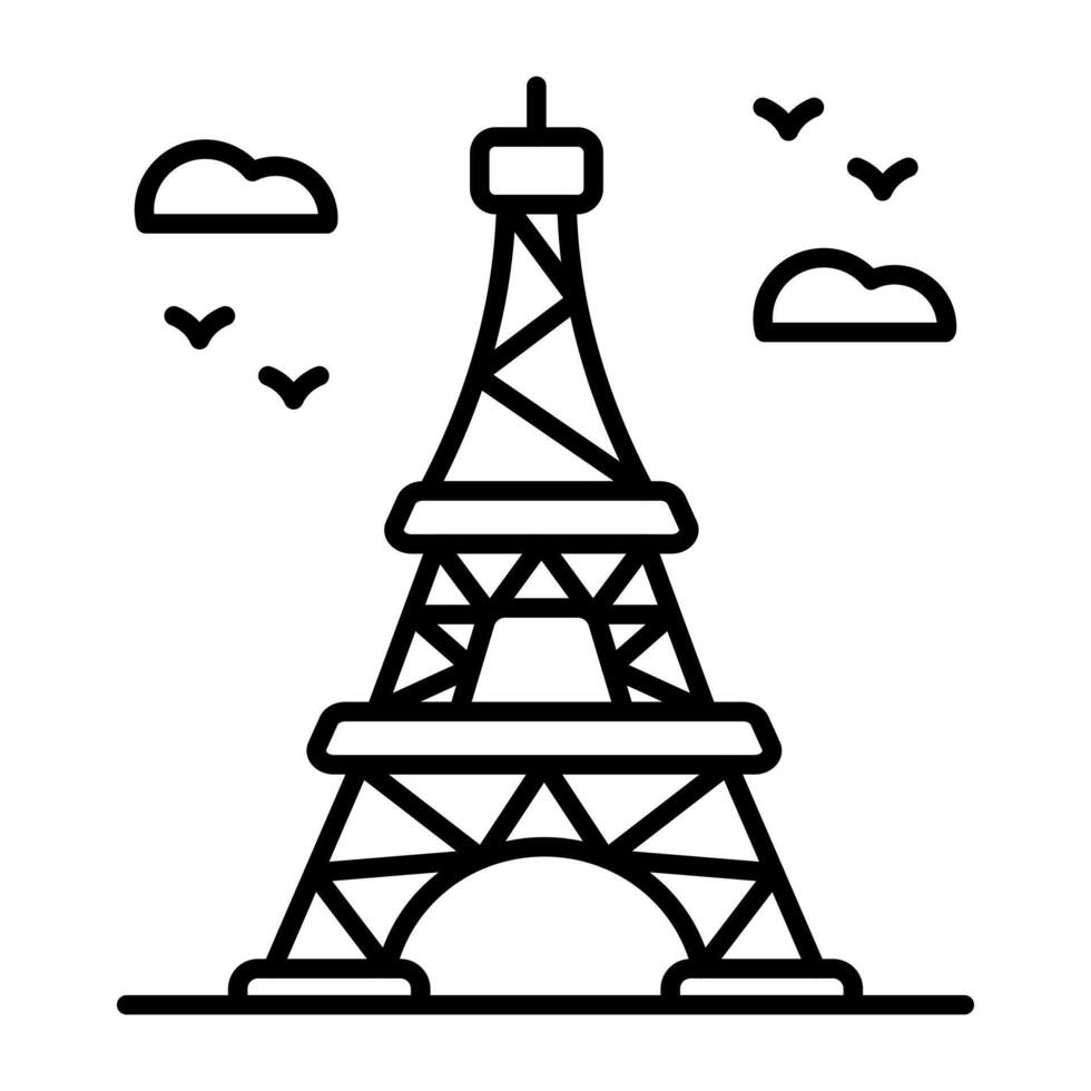 Modern Linear design icon of Eiffel tower vector