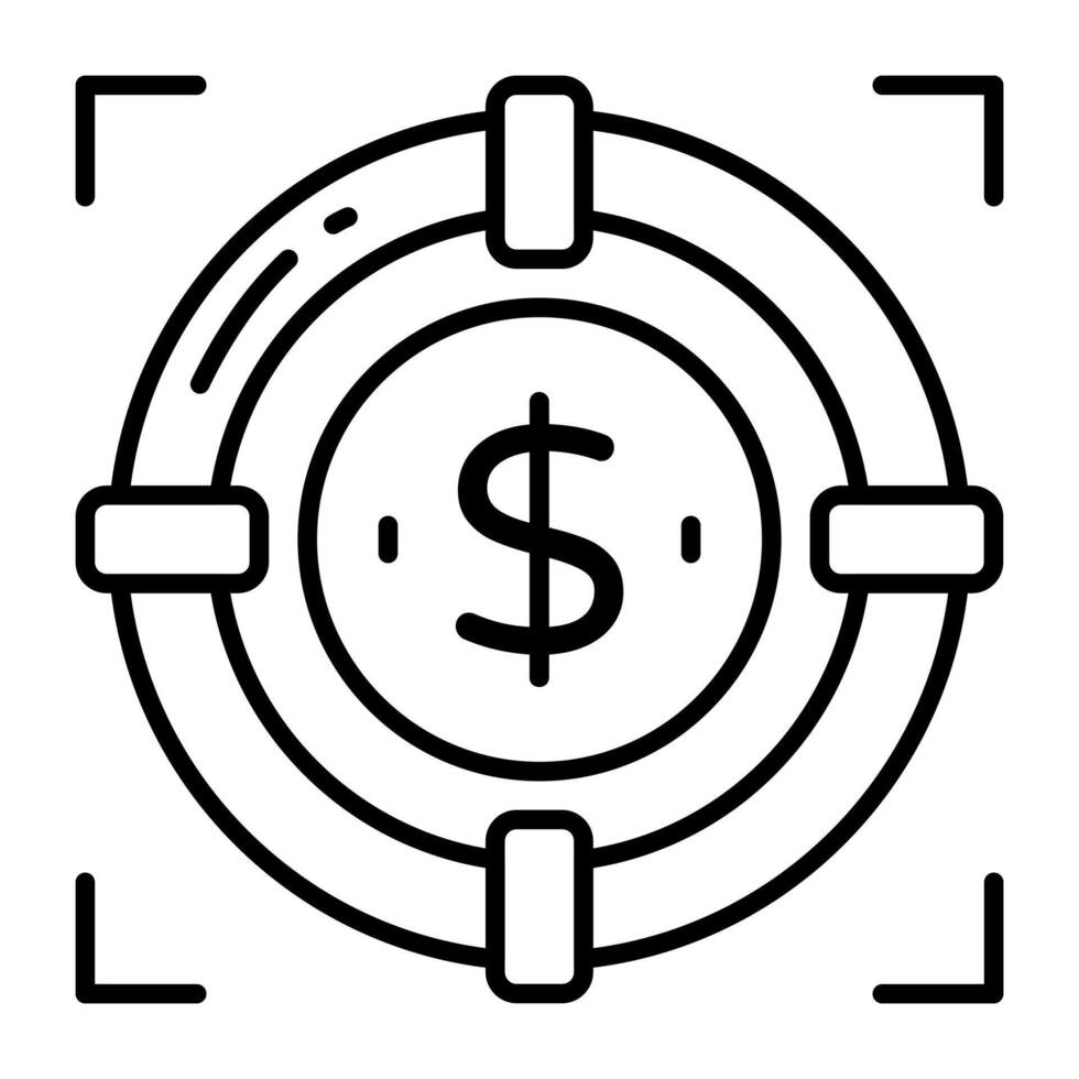 Trendy linear design icon of money target vector