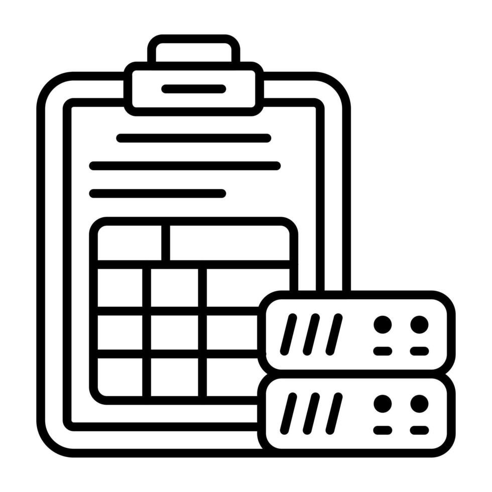 Editable linear design icon of server report vector