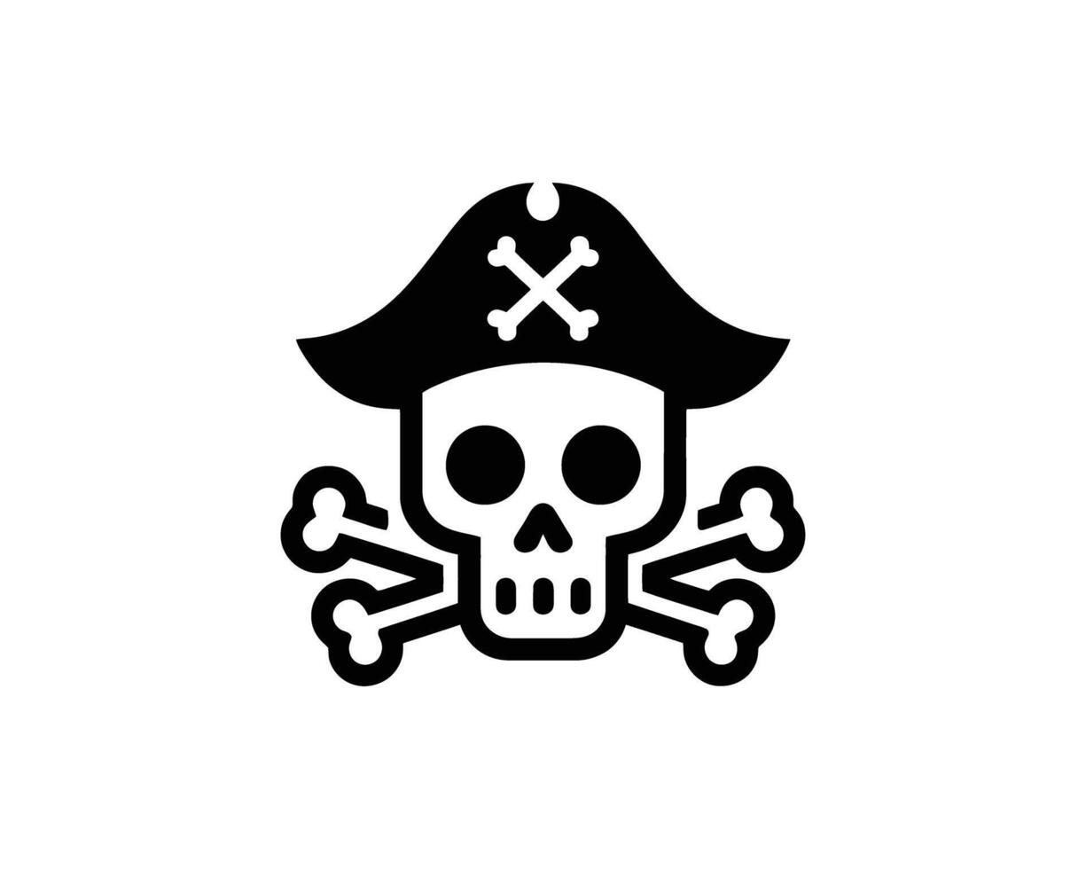 Cartoon skull and crossbones pirate emblem illustration vector