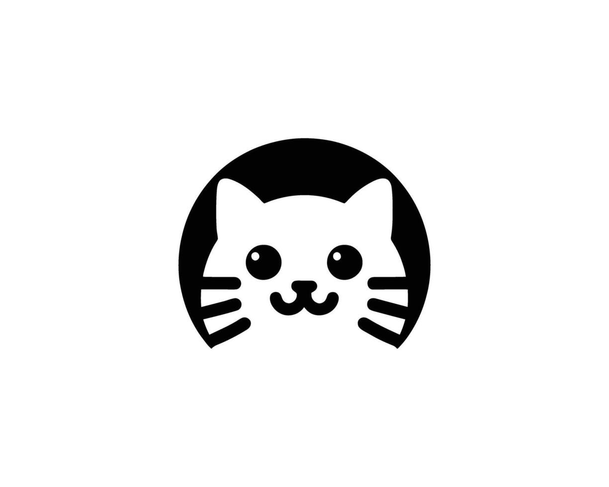 Adorable black and white cat face illustration vector