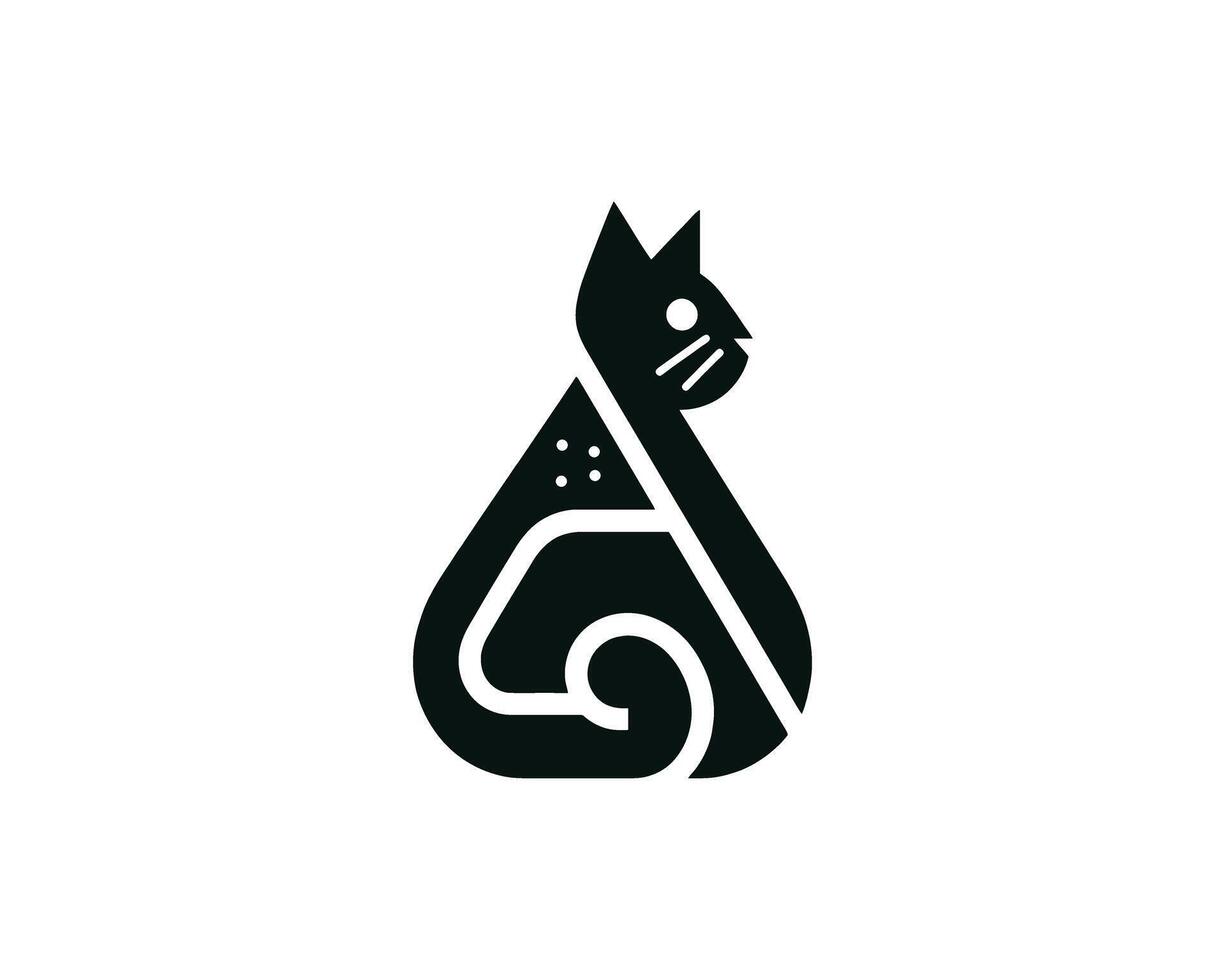 Geometric cat silhouette logo design vector