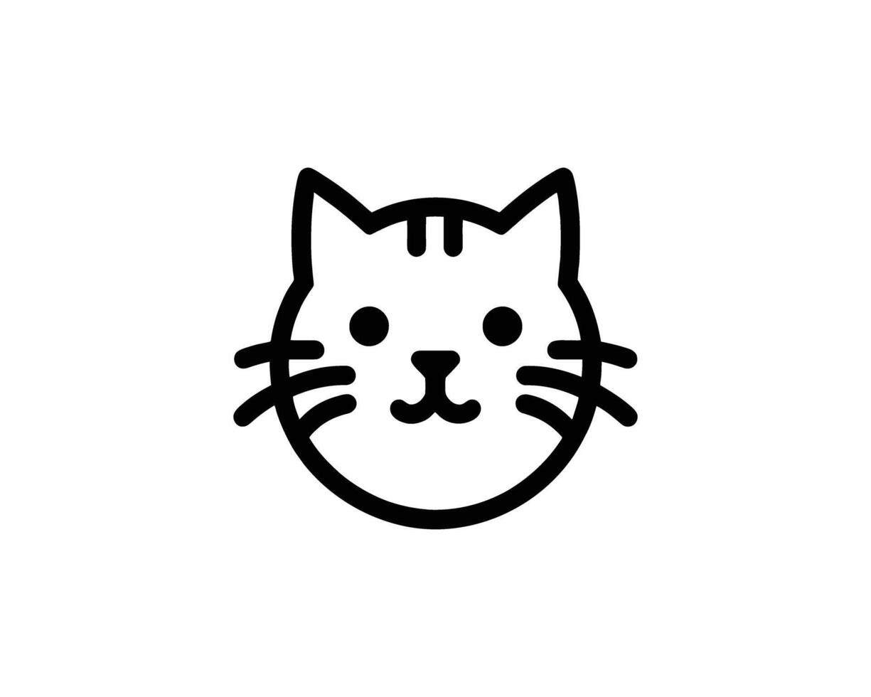 Minimalist feline portrait graphic of a cute cat face vector