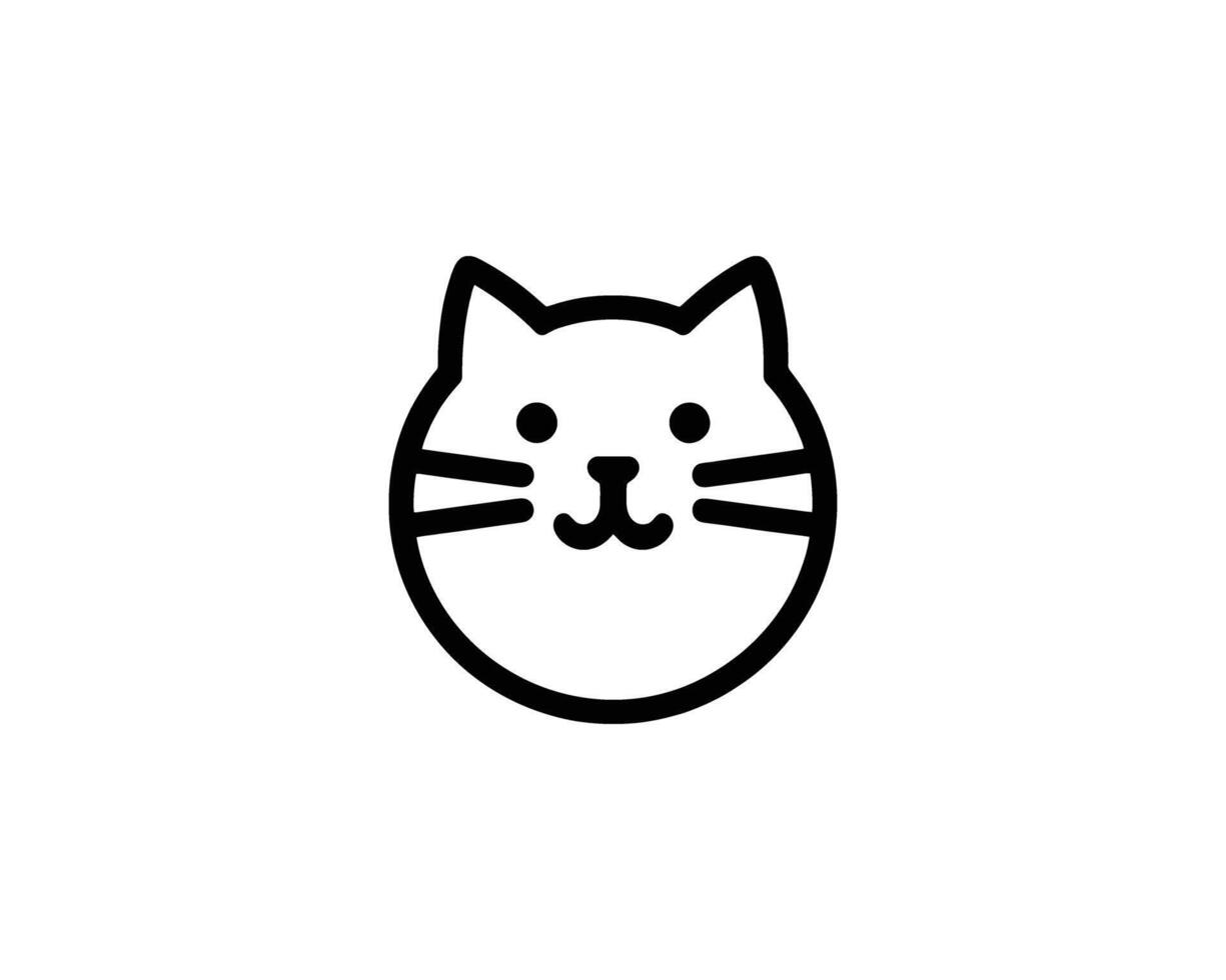 Bold Minimalist cat face icon illustration vector