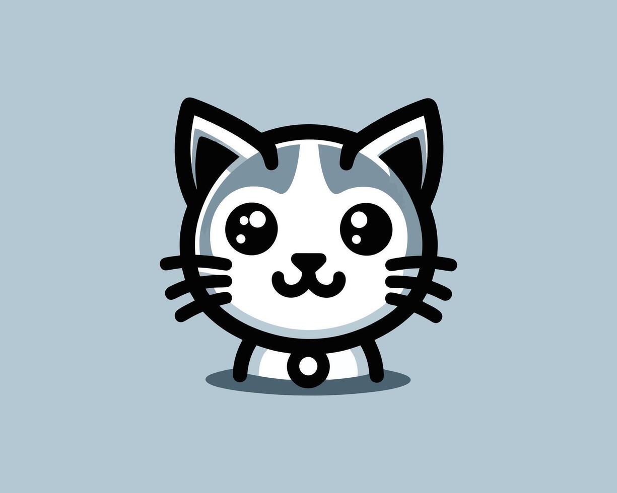 Adorable kitten cartoon with wide eyes and sleek design vector