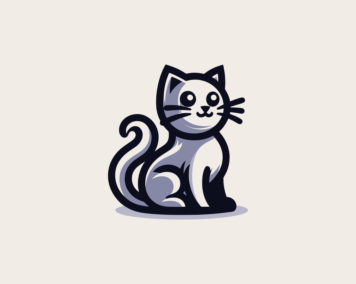 Whimsical feline emblem stylized cat mascot design vector